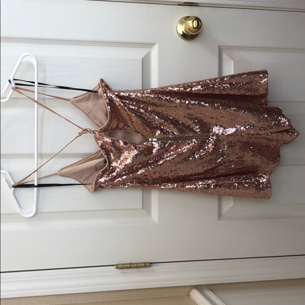 Rose gold sequined romper